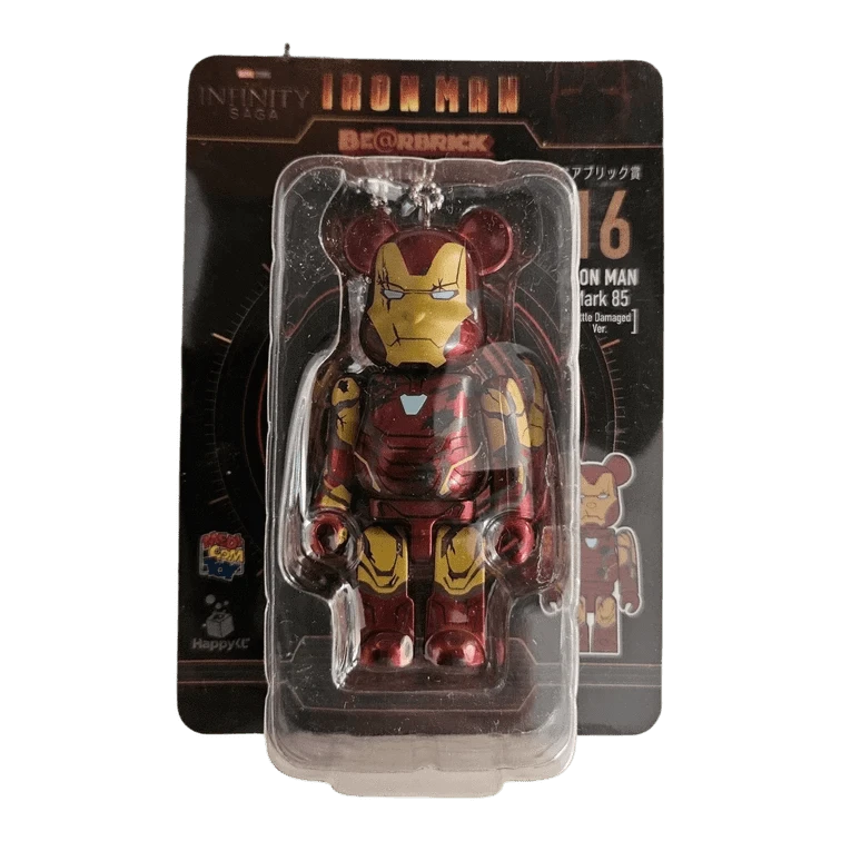 Bearbrick Happy Kuji 'Iron Man' (2023) - 16 Iron Man Mark 85 Battle Damaged Version 100% in der Verpackung