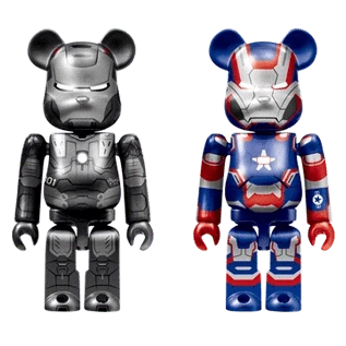 Bearbrick Happy Kuji 'Iron Man' (2023) - A War Machine & Iron Patriot 100% Herstellerbild