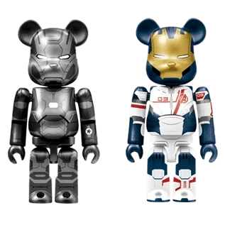 Bearbrick Happy Kuji 'Iron Man' (2023) - B War Machine Mark 2 & Iron Legion 100% Herstellerbild