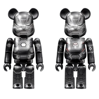 Bearbrick Happy Kuji 'Iron Man' (2023) - C War Machine Mark 3 & War Machine Mark 4 100% Herstellerbild