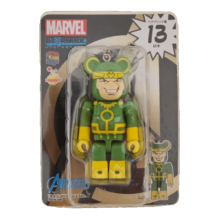 Bearbrick Happy Kuji 'MARVEL' (2012) - 13 Loki 100% in der Verpackung