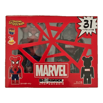 Bearbrick Happy Kuji 'MARVEL' (2012) - 31 Spider-Man & MARVEL Clear Black 100% in der Verpackung