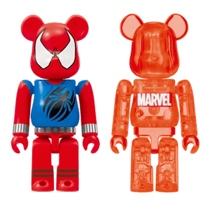 Bearbrick Happy Kuji 'MARVEL' (2012) - 33 Scarlet Spider & MARVEL Clear Red 100% Herstellerbild