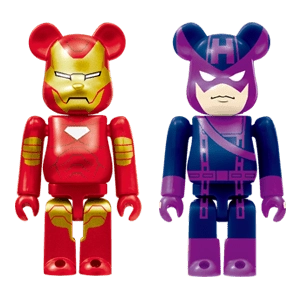 Bearbrick Happy Kuji 'MARVEL' (2012) - 35 Iron Man % Hawkeye 100% Herstellerbild