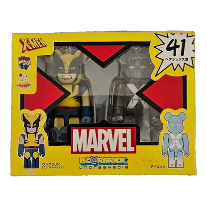 Bearbrick Happy Kuji 'MARVEL' (2012) - 41 Wolverine Yellow Version & Iceman 100% in der Verpackung