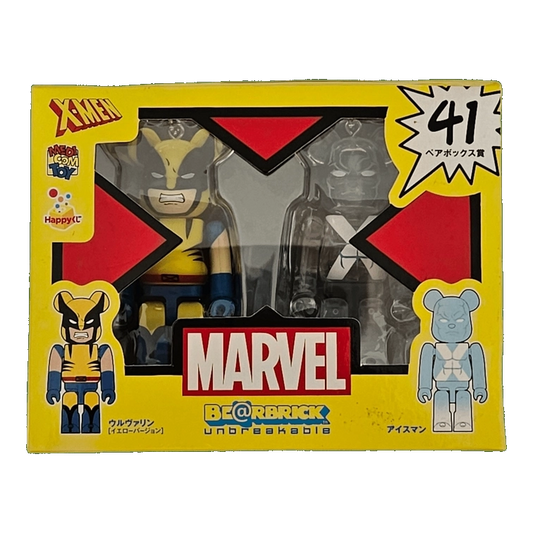 Bearbrick Happy Kuji 'MARVEL' (2012) - 41 Wolverine Yellow Version & Iceman 100% in der Verpackung