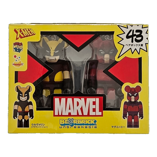 Bearbrick Happy Kuji 'MARVEL' (2012) - 43 Wolverine Brown Version & Magneto 100% in der Verpackung