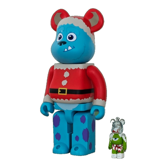 Bearbrick Happy Kuji 'Pixar Christmas Party' (2013) - SP Sulley Santa Version & Mike Christmas Version 100%+400% schräg