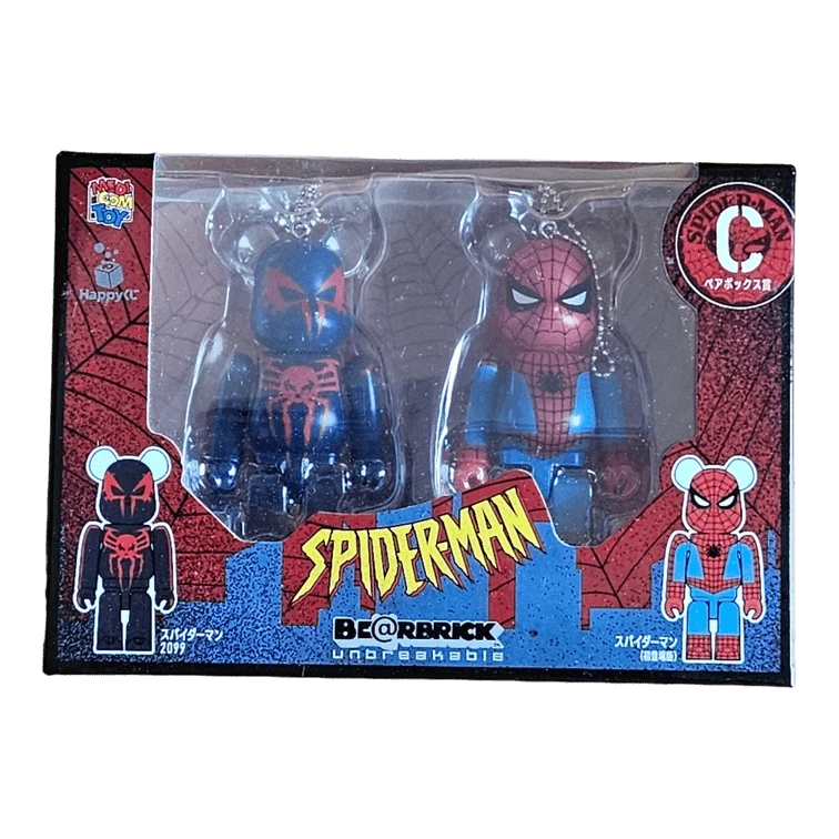 Bearbrick Happy Kuji 'Spider-Man' (2022) - C Spider-Man 2099 & Spider-Man First Appearance Version 100% in der Verpackung