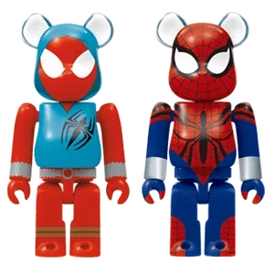 Bearbrick Happy Kuji 'Spider-Man' (2022) - D Scarlet Spider & Spider-Girl 100% Herstellerbild