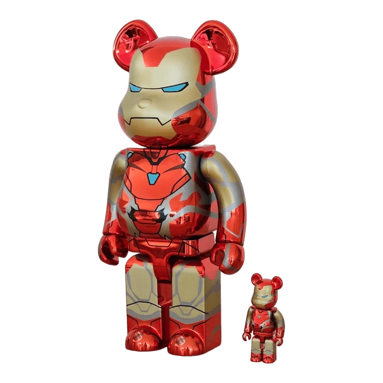 Bearbrick Iron Man Mark 85 Chrome Version schräg