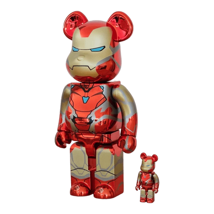 Bearbrick Iron Man Mark 85 Chrome Version schräg