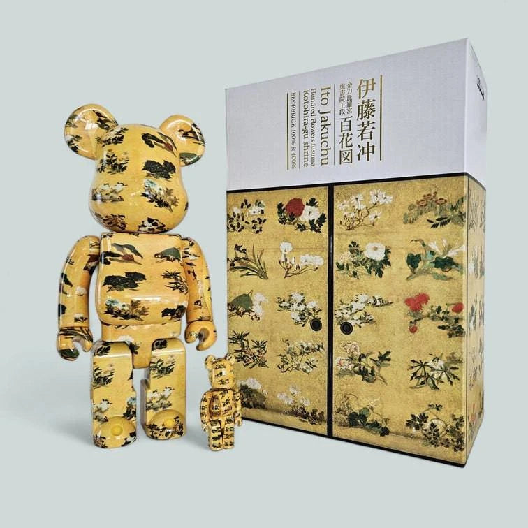 Bearbrick Ito Jakuchu Hundred Flowers Fusuma Kotohira-gu Shrine 100%+400% mit Verpackung