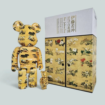 Bearbrick Ito Jakuchu Hundred Flowers Fusuma Kotohira-gu Shrine 100%+400% mit Verpackung