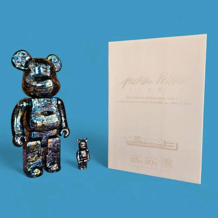 Bearbrick Jackson Pollock Studio Chrome Version 100%+400% mit Verpackung