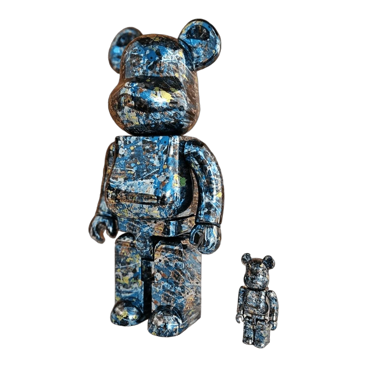 Bearbrick Jackson Pollock Studio Chrome Version 100%+400% schräg