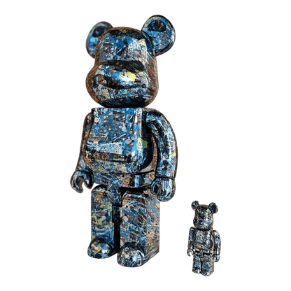 Bearbrick Jackson Pollock Studio Chrome Version 100%+400% schräg