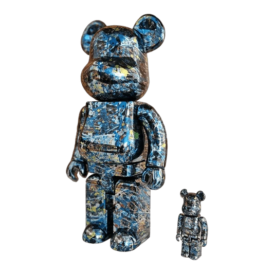 Bearbrick Jackson Pollock Studio Chrome Version 100%+400% schräg