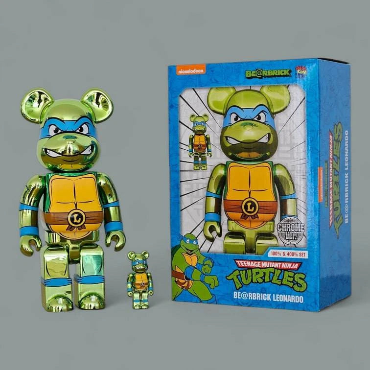 Bearbrick Leonardo Chrome Version [Teenage Mutant Ninja Turtles] 100%+400% mit Verpackung