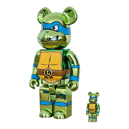 Bearbrick Leonardo Chrome Version [Teenage Mutant Ninja Turtles] 100%+400% schräg