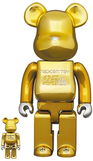 Bearbrick Medicom Toy 25th Anniversary Model Gold Chrome 100%+400% Herstellerbild 1