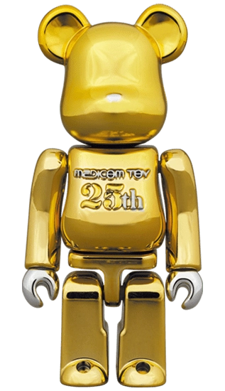 Bearbrick Medicom Toy 25th Anniversary Model Gold Chrome 100%+400% Herstellerbild 2