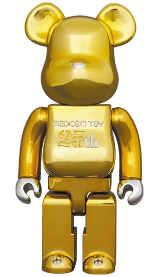 Bearbrick Medicom Toy 25th Anniversary Model Gold Chrome 100%+400% Herstellerbild 3