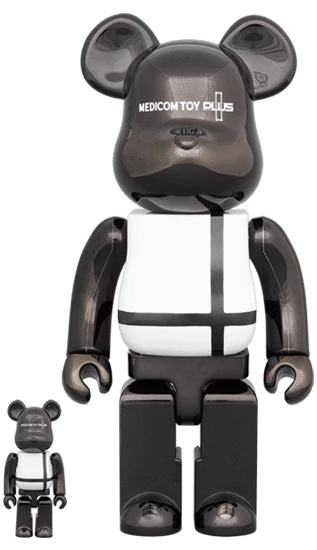 Bearbrick Medicom Toy Plus Black Chrome Version 100%+400% Herstellerbild 1