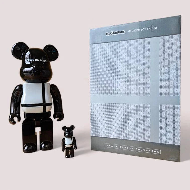 Bearbrick Medicom Toy Plus Black Chrome Version 100%+400% mit Verpackung