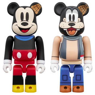 Bearbrick Mickey Mouse & Goofy (Lonesome Ghosts Version) 2er-Set 100% Herstellerbild 1