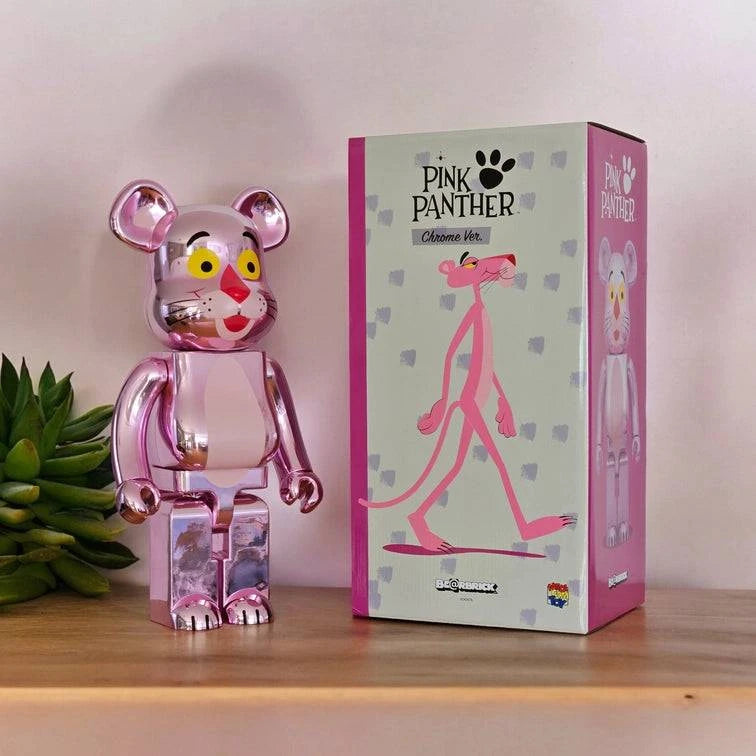 Bearbrick Pink Panther Chrome Version 1000% mit Verpackung