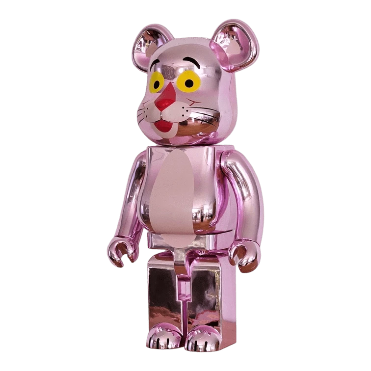 Bearbrick Pink Panther Chrome Version 1000% schräg