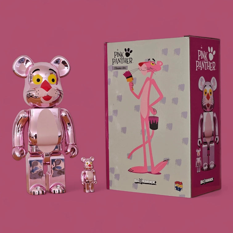 Bearbrick Pink Panther Chrome Version 100%+400% mit Verpackung