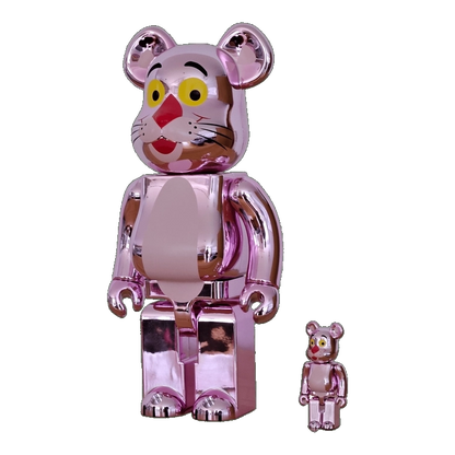 Bearbrick Pink Panther Chrome Version 100%+400% schräg