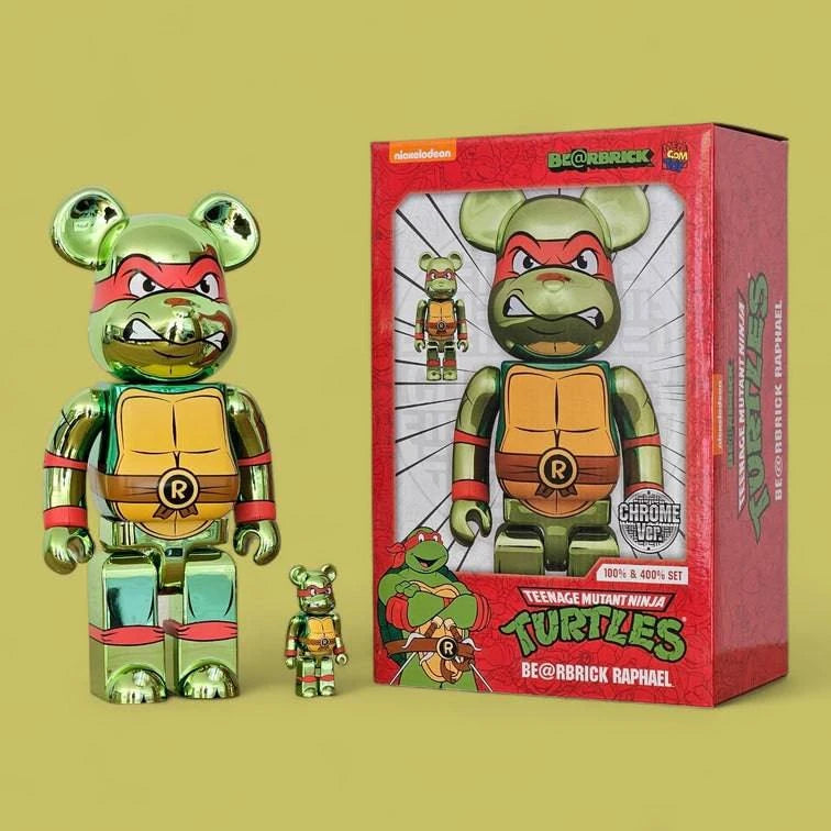 Bearbrick Raphael Chrome Version [Teenage Mutant Ninja Turtles] 100%+400% mit Verpackung