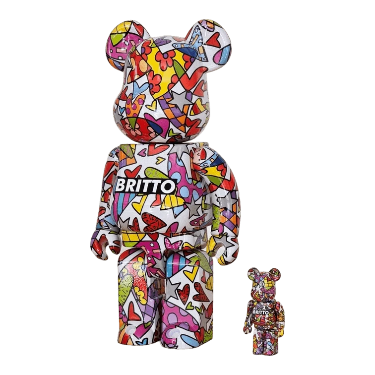 Bearbrick Romero Britto Heart 100%+400% schräg