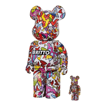 Bearbrick Romero Britto Heart 100%+400% schräg