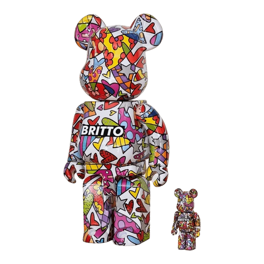 Bearbrick Romero Britto Heart 100%+400% schräg