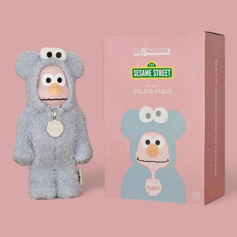 Bearbrick Sesame Street × Gelato Pique Elmo in Cookie Monster Costume 400% mit Verpackung