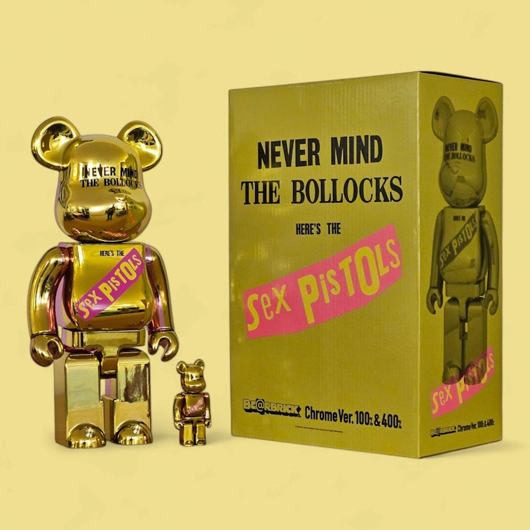 Bearbrick Sex Pistols Never Mind the Bollocks Chrome Version mit Verpackung