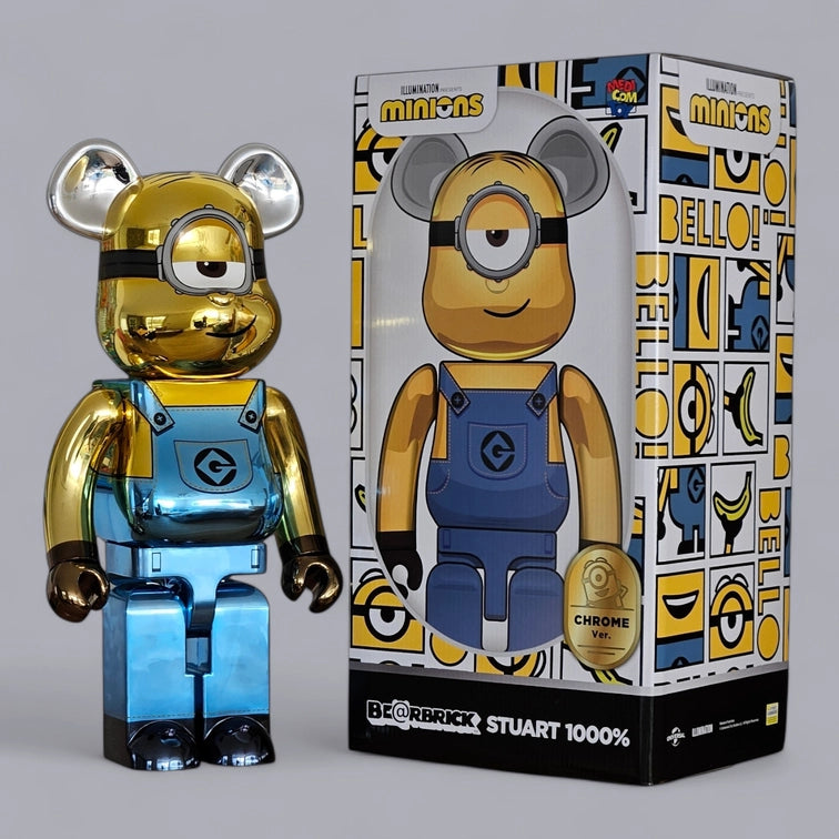 Bearbrick Stuart Chrome Version 1000% mit Verpackung