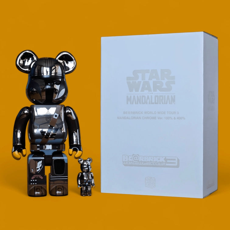 Bearbrick The Mandalorian Chrome Version 100%+400% mit Verpackung