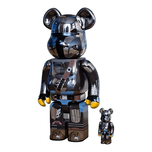 Bearbrick The Mandalorian Chrome Version 100%+400% schräg