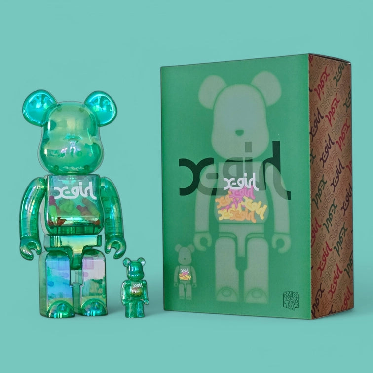 Bearbrick x-girl Clear Green Version 100%+400% mit Verpackung