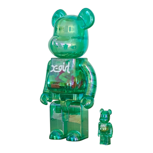 Bearbrick x-girl Clear Green Version 100%+400% schräg