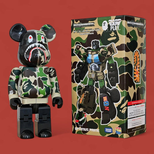 Bearbrick × Transformers Optimus Prime BAPE Camo Shark 400% mit Verpackung