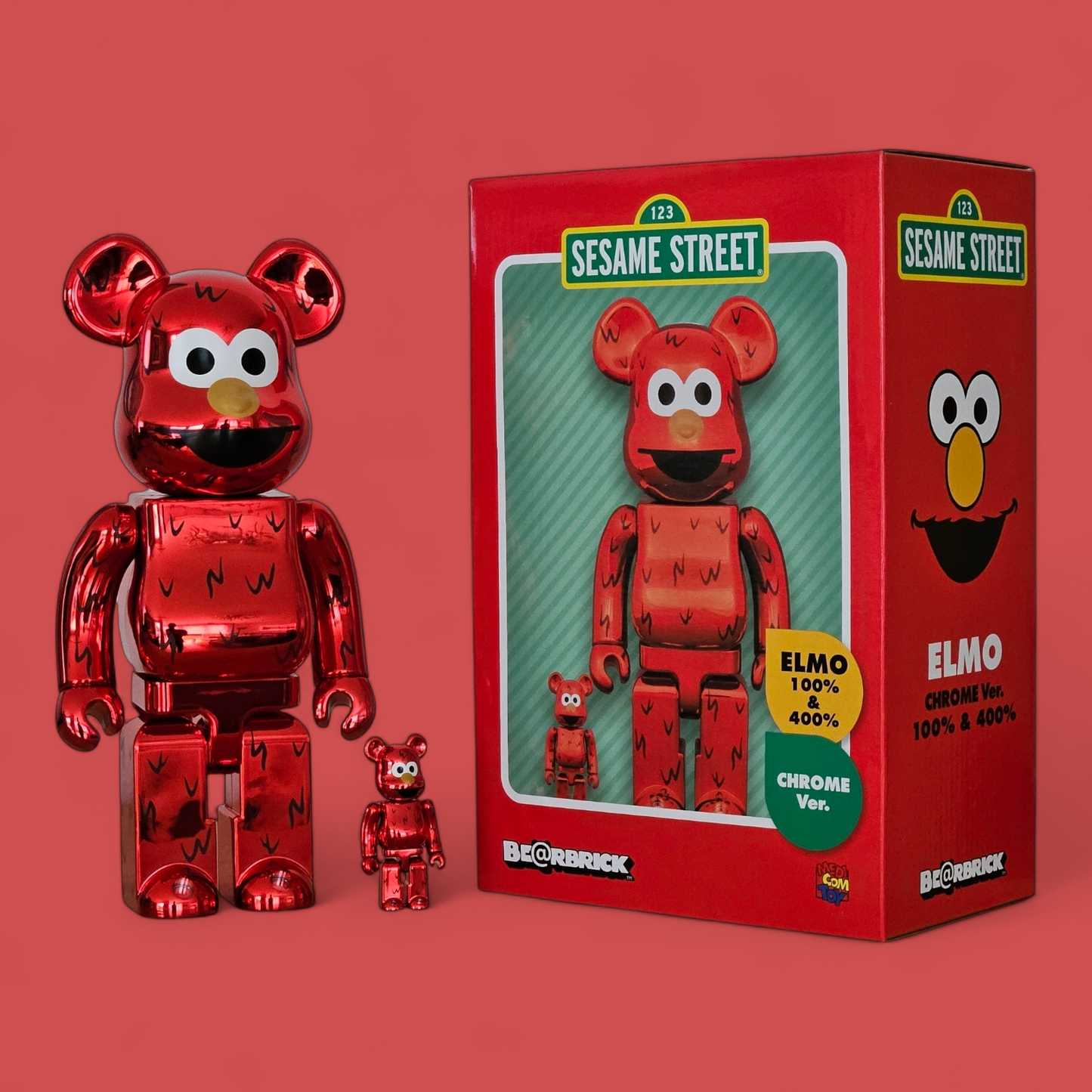 BE@RBRICK ELMO Version Chrome [Rue Sésame] (100 %+400 %)