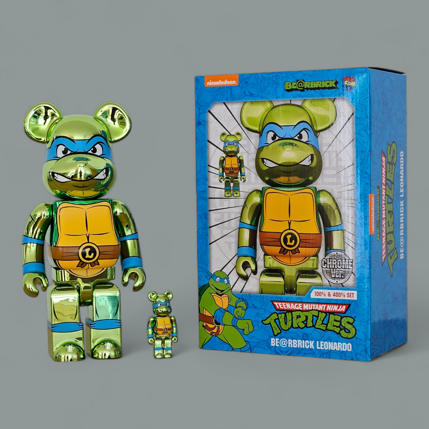 BE@RBRICK Leonardo Chrome Version [Teenage Mutant Ninja Turtles] (100%+400%)