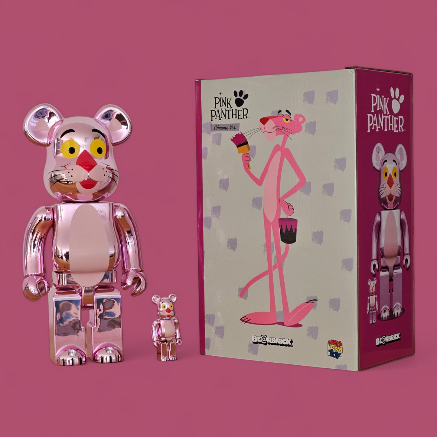 BE@RBRICK Pink Panther Chrome Version (100%+400%)