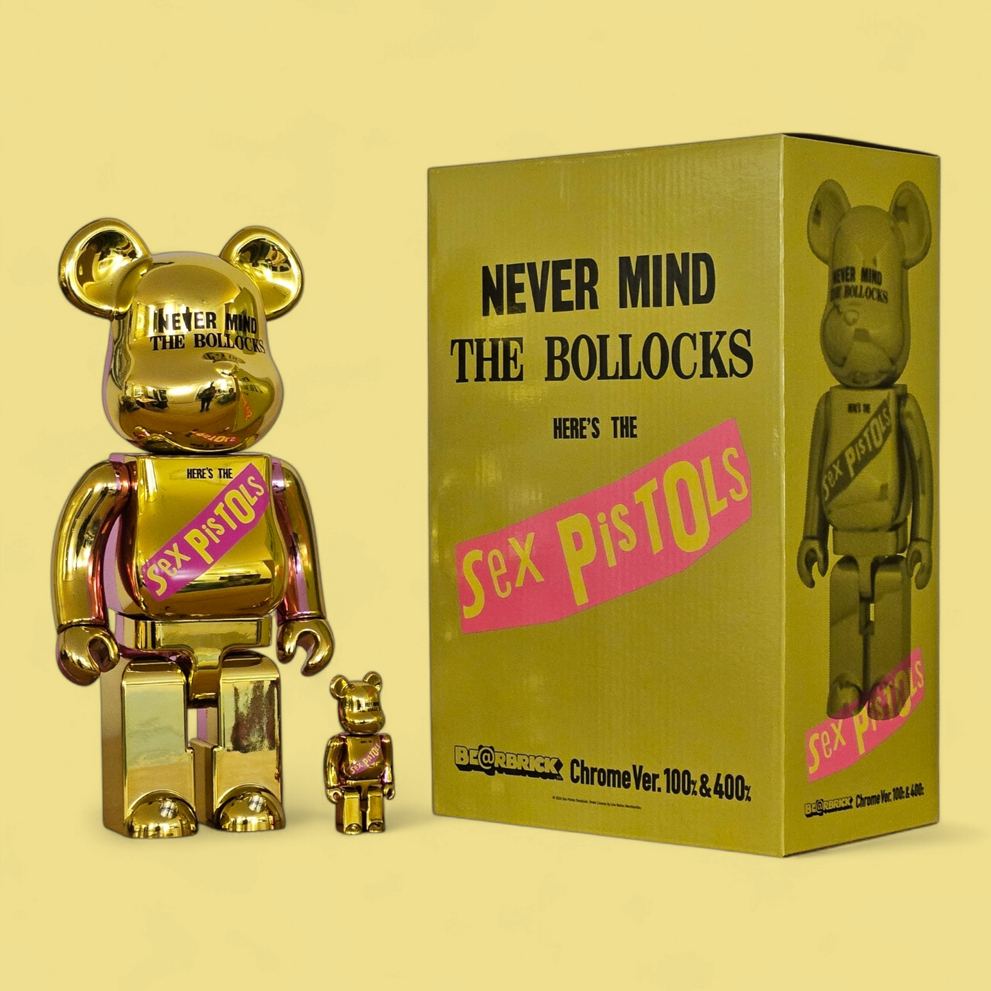 Bearbrick Sex Pistols "Never Mind the Bollocks" Chrome Version (100%+400%)